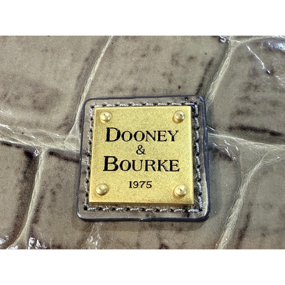 Dooney & Bourke Croc Embossed Leather Hobo Gray Luxe Chic Handbag - Picture 3 of 16